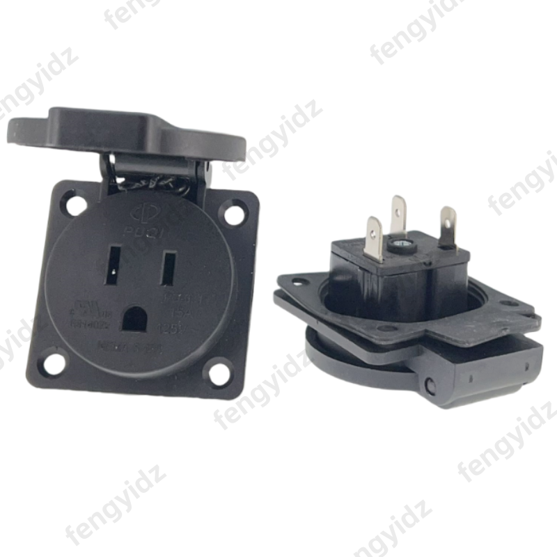 Outdoor Power Outlet Waterproof - สีดํา 125V 15A 20A IP44 CE