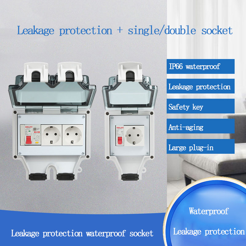 Outdoor Power Outlet Waterproof - ซ็อกเก็ตกันน้ำกลางแจ้ง 86 ชนิด กล่องกันน้ำพร้อมสวิตช์ป้องกันการรั่วไหล ปลั๊ก EU