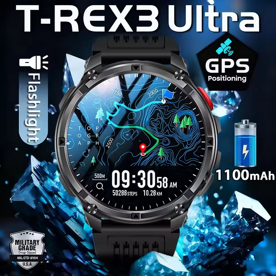 Outdoor Power Meter Box - นาฬิกาสมาร์ทวอทช์รุ่นใหม่ Military T-Rex3 Ultra แบตเตอรี่ 1100mAh