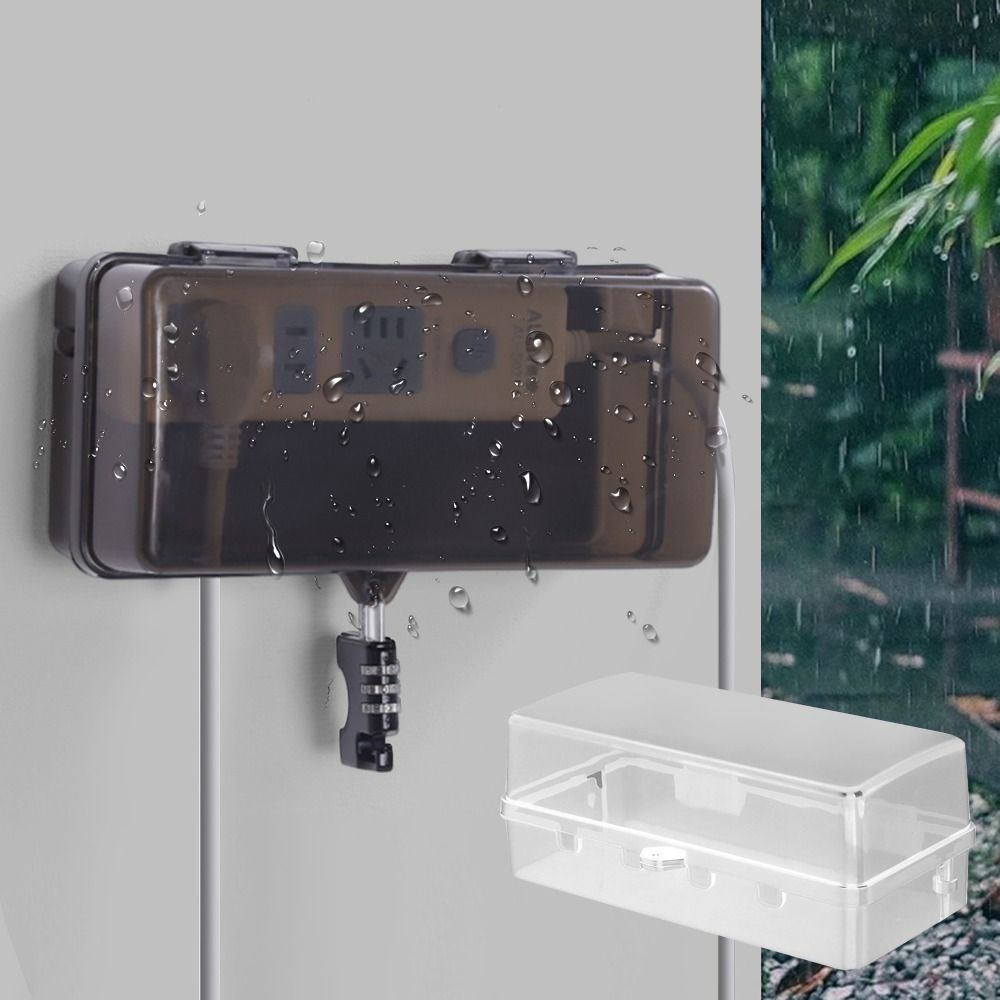 Outdoor Power Outlet Waterproof - กล่องปลั๊กพลาสติกทนทาน ป้องกันการโจรกรรม ทนต่อสภาพอากาศ ฝาครอบสายต่อพ่วง ป้องกันเต้าเสียบ กล่องเก็บปลั๊กไฟกันน้ำสำหรับใช้งานกลางแจ้ง