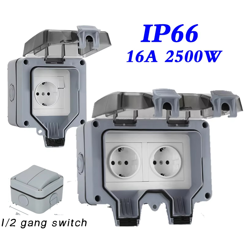 Outdoor Power Parts - EU KR ผนังกลางแจ้งซ็อกเก็ตกันน้ํา 16A Outlets เกาหลีไฟฟ้า