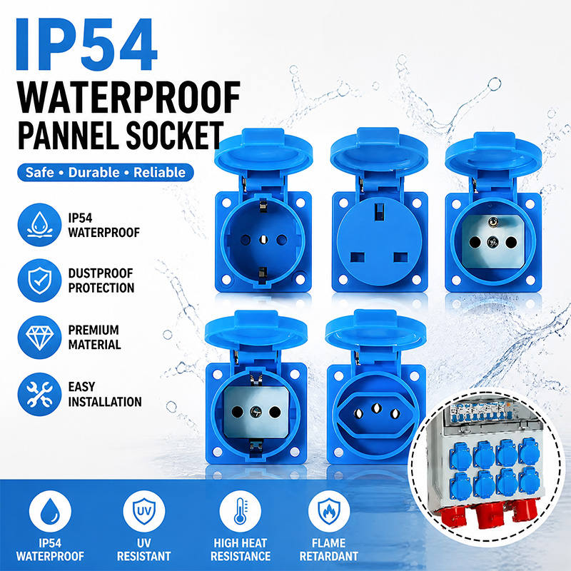 Outdoor Power Outlet Waterproof - IP54 16A ปลั๊กไฟอุตสาหกรรมแบบกันน้ำ ปลั๊กไฟติดผนัง ปลั๊กไฟอเนกประสงค์ EU