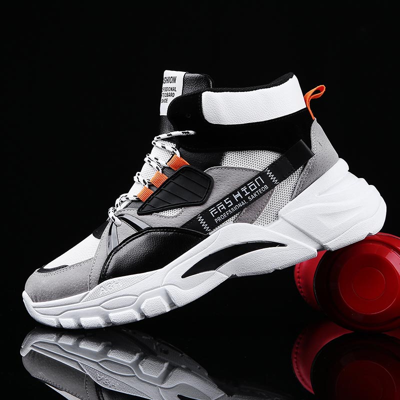 Outdoor Power Products - Hightopฤดูร้อนผู้ชายกีฬารองเท้าMan Runningรองเท้าผู้ชายกีฬารองเท้าผู้ชายTop Topรองเท้าผ้าใบบุรุษรองเท้าเทนนิสเดินสีเทาD-421