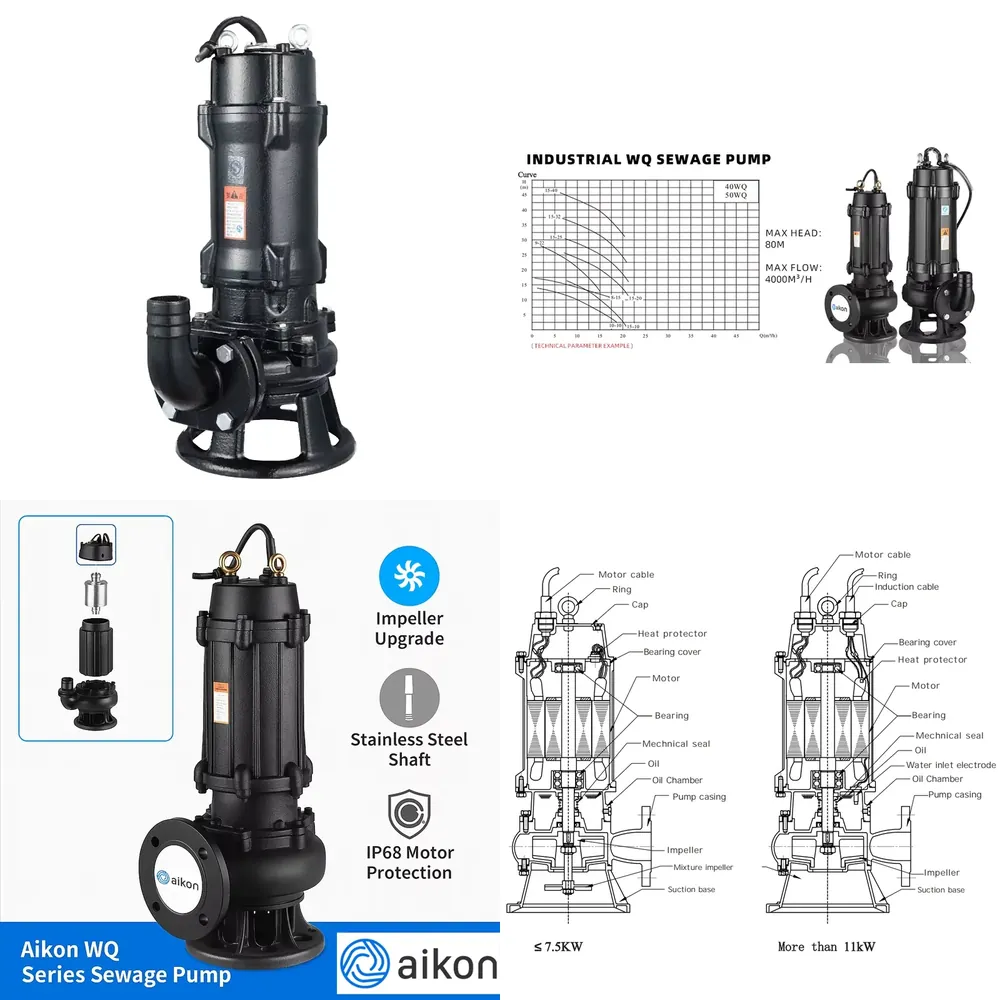 Water Pump Submersible - ปั๊มน้ำเสียแบบจุ่มไฟฟ้า สแตนเลส 0.75 กิโลวัตต์ แรงดันสูง ควบคุมอัตโนมัติเต็มรูปแบบ