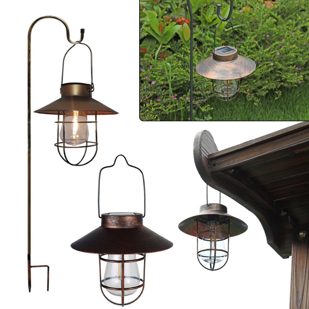 Outdoor Power Outlet Solar - โคมไฟเรโทรพลังงานแสงอาทิตย์ตะเกียงตั้งแคมป์แบบวินเทจโคมไฟกลางคืนแบบพกพาเต็นท์แขวนกลางแจ้งโคมไฟระย้า LED สำหรับสวน