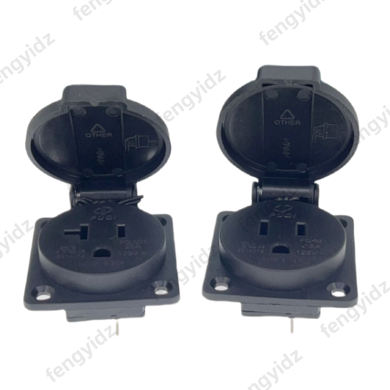 สีดํา 125V 15A 20A IP44 CE อเม - Outdoor Power Outlet Waterproof บทวิจารณ์และราคา