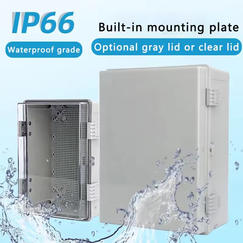 IP66 กันน้ําสีเทา/โปร่งใสฝาครอ - Outdoor Power Junction Box บทวิจารณ์และราคา