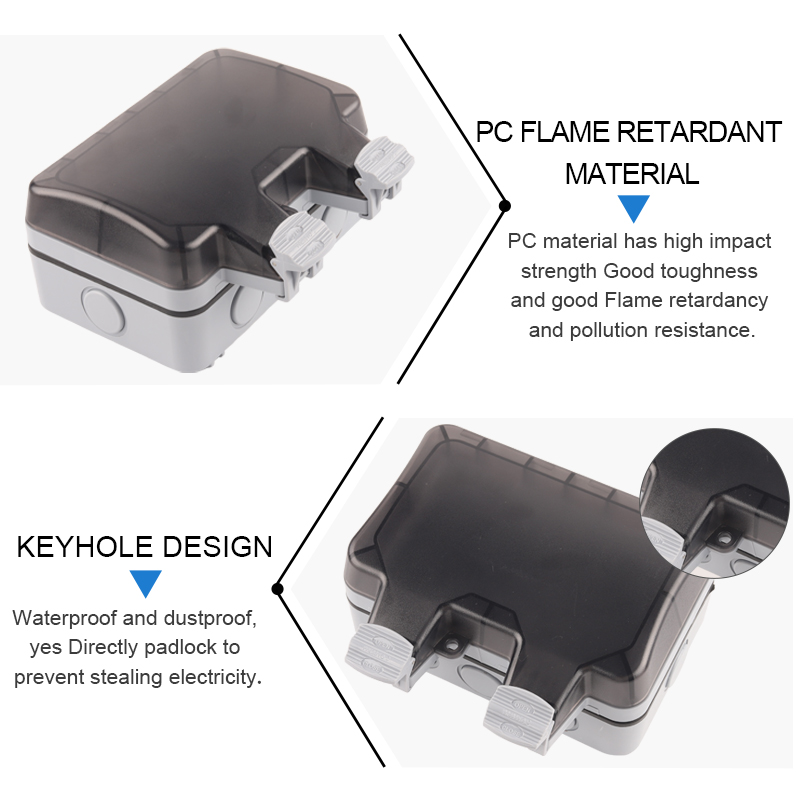 IP66 EU เยอรมนีมาตรฐานกันน้ำกล - Outdoor Power Outlet Waterproof บทวิจารณ์และราคา
