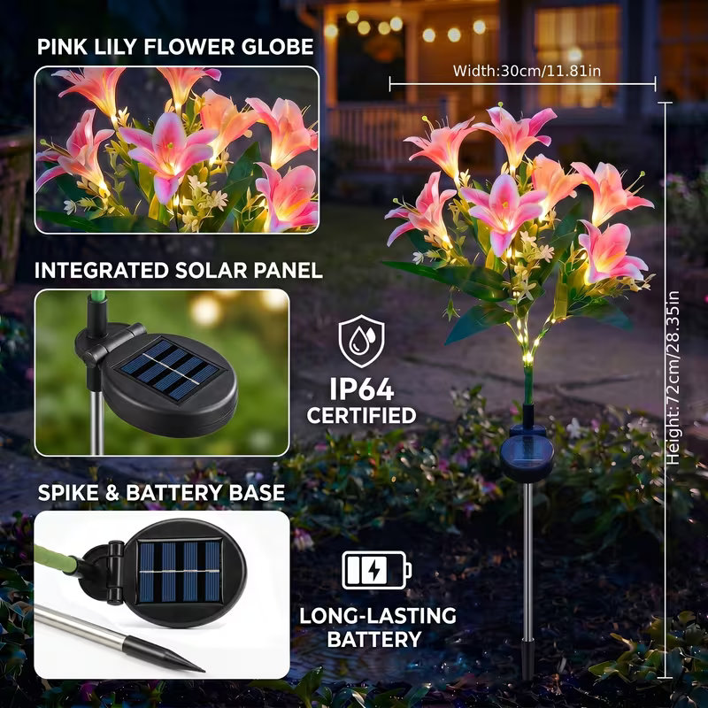 ไฟสนามหญ้ารูปดอกลิลลี่พลังงานแ - Outdoor Power Outlet Solar บทวิจารณ์และราคา