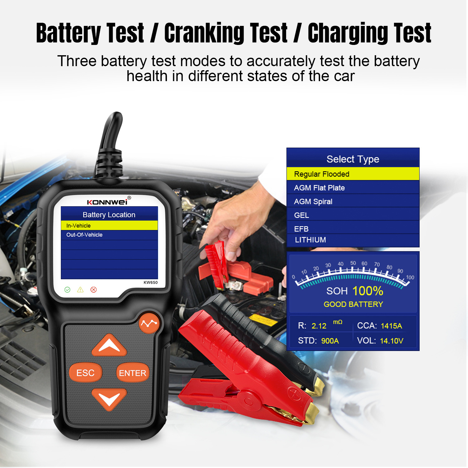 KW650 เครื่องทดสอบแบตเตอรี่รถย - Lawn Mower Battery บทวิจารณ์และราคา