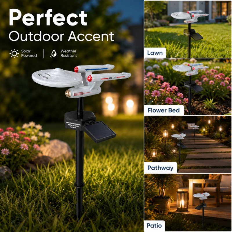 ไฟประดับสวนรูปยานอวกาศ Star Tr - Outdoor Power Outlet Solar บทวิจารณ์และราคา