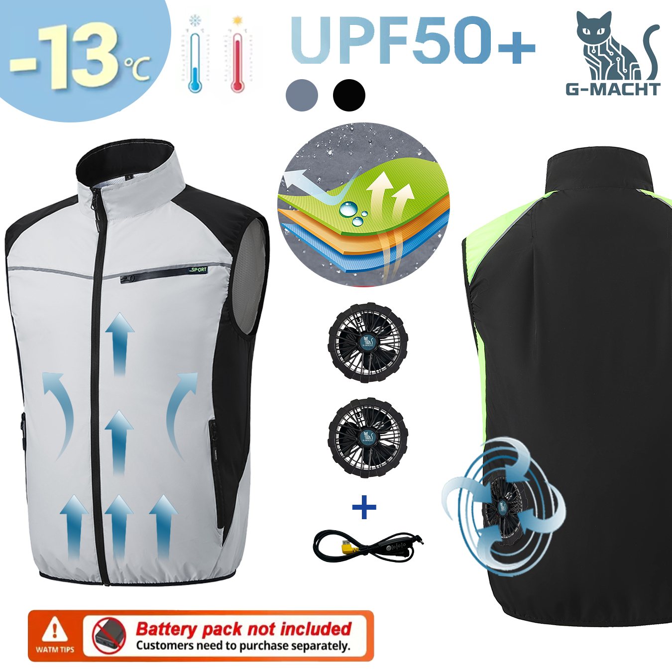 เสื้อกั๊กพัดลมระบายความร้อน US - Outdoor Power Not Working บทวิจารณ์และราคา
